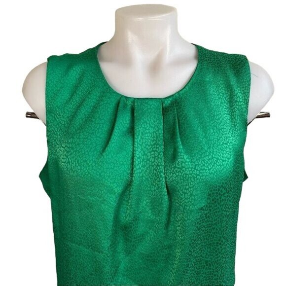 Liz Claiborne Iridescent Emerald Green Ruffled  Blouse Tank Top Size L - Picture 3 of 11